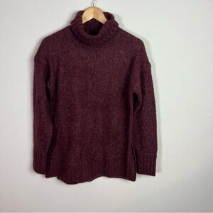 Everlane Chunky Wool Blend Turtleneck Burgundy Sweater Top New Women X Small